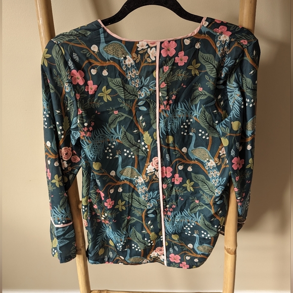 Rifle Paper Co. Summersalt Cloud 9 Emerald Peacock Pyjama Set / Size XS - Picture 7 of 8